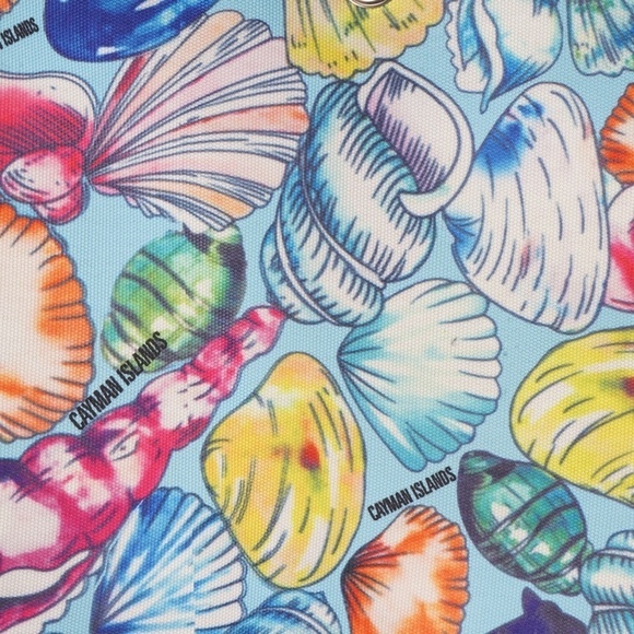 Shoreline‎ Blue with Seashell Pattern Summer Tote Bag with Rope Handle - Picture 3 of 14